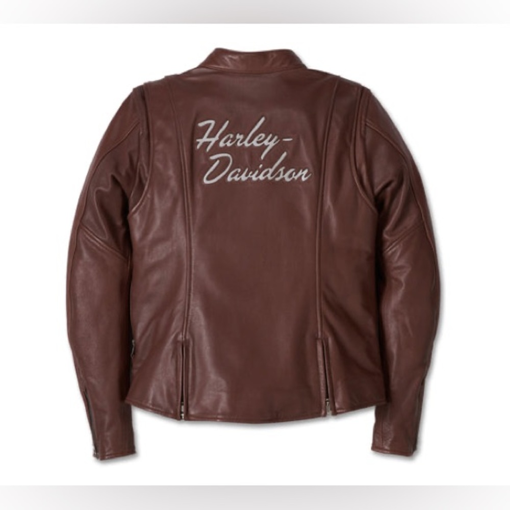 Harley-Davidson Women's Linden  Cow Leather embroidered brown Moto Jacket
